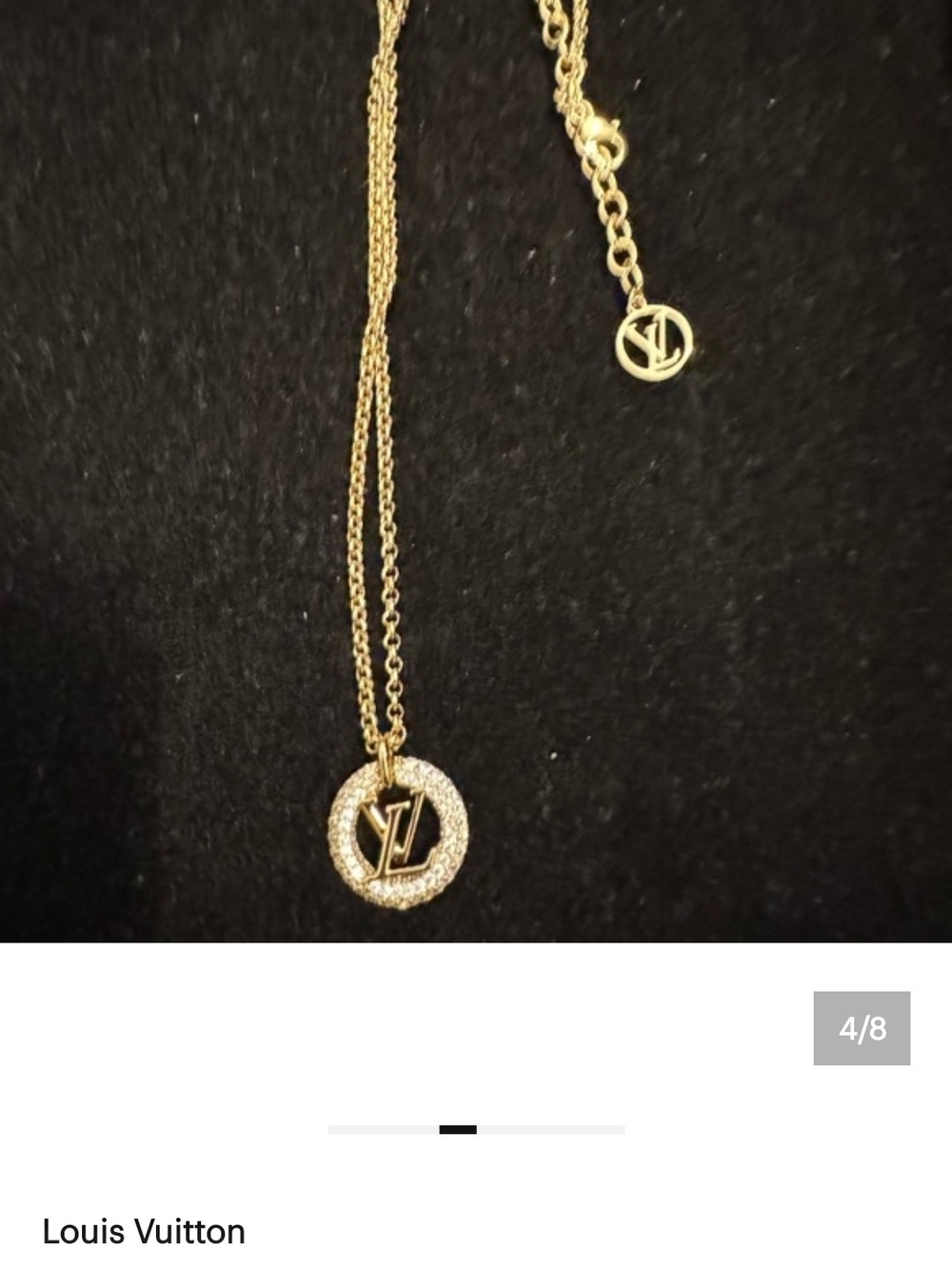 Luxury  Gold Crystal Circle LV Pendant Necklace